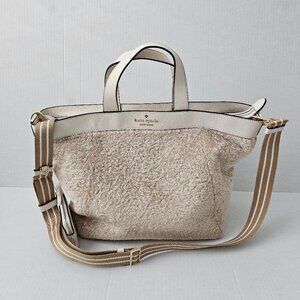 Women's Kate Spade Rosie Satchel Tote Faux Shearling Fur Bag Natural‎ Color